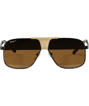 Salvatore Ferragamo Brown Large Frame Sunglasses One Size