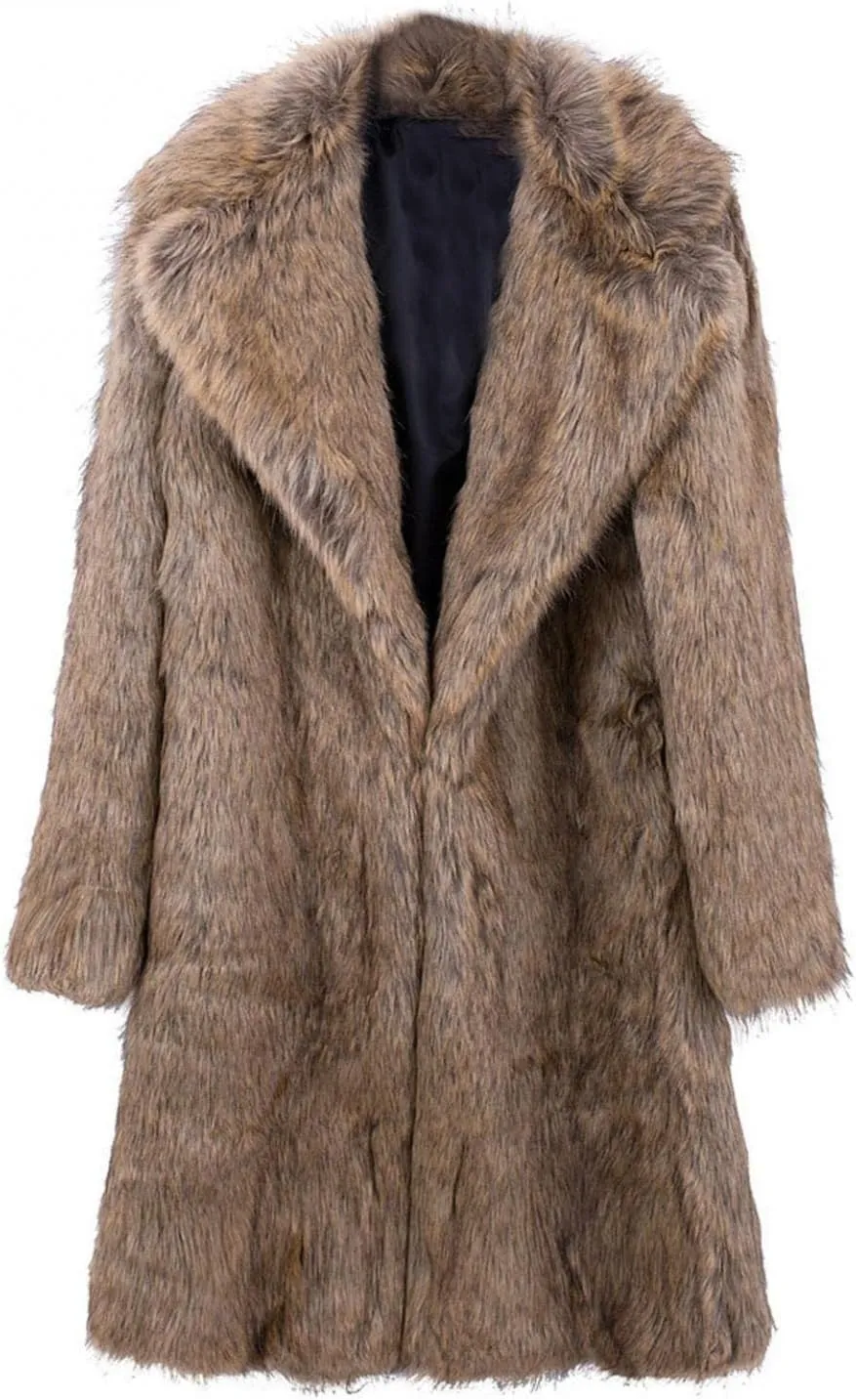 Saohuo Faux Fur Coat for Mens Winter Warm Thick Outwear Jacket Luxury Leopard Cardigan Soft Plush Hooded Overcoat Fleece Robe