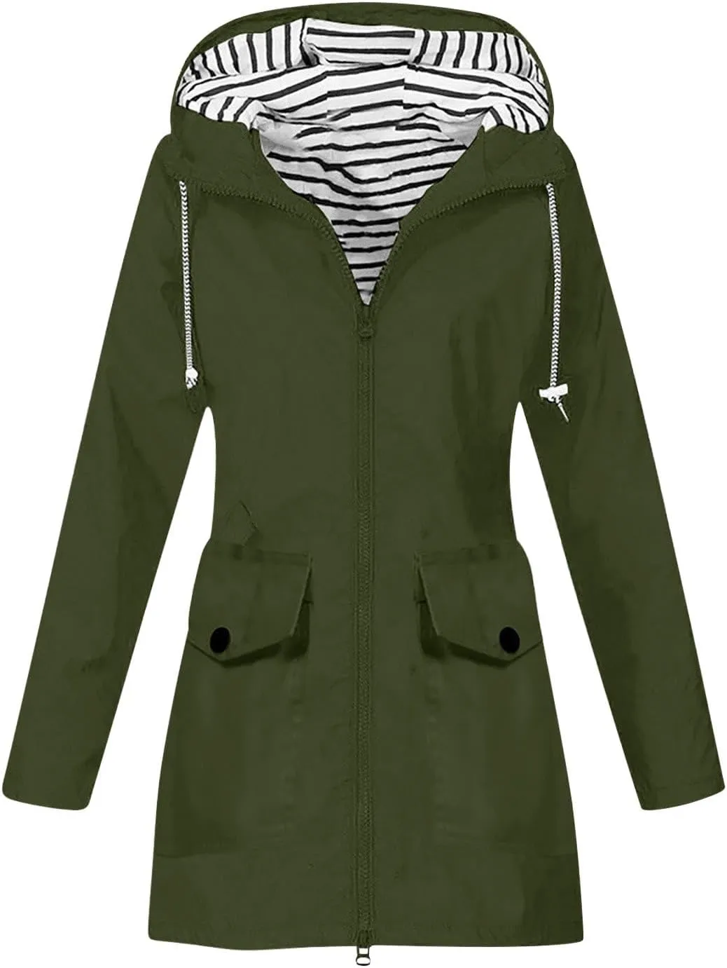 sdbrld Rain Jacket Women Fall Lightweight Waterproof Raincoat Womens Hooded Outdoor Trench Coats Solid Casual Windbreaker