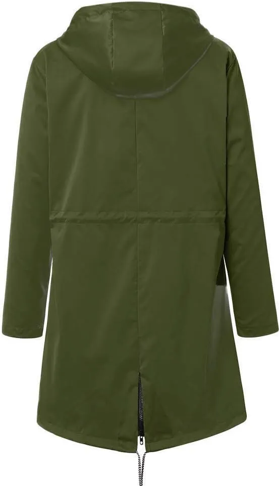 sdbrld Raincoat for Women Waterproof with Hood 2024 Trendy Packable Long Hooded Trench Coats Solid Windbreaker Travel Jacket