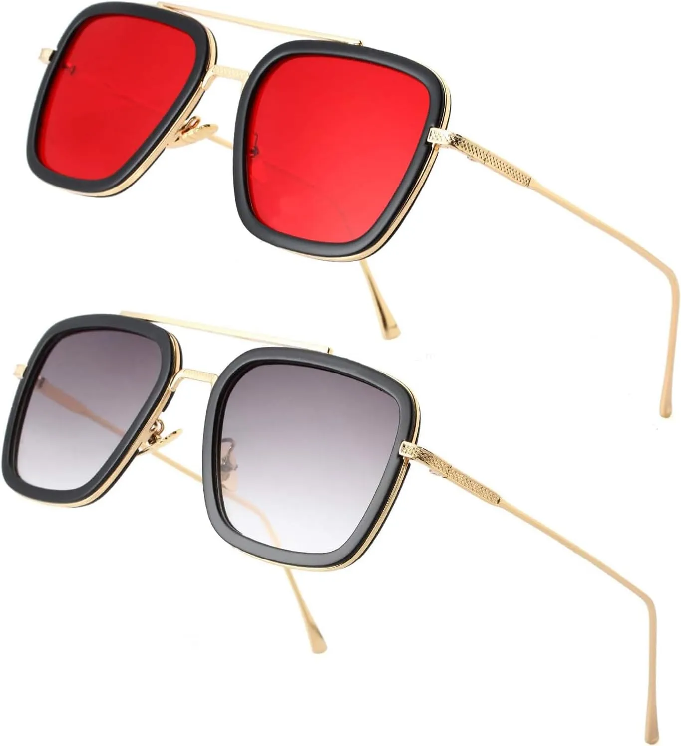 Sehnsucht Tony Stark Sunglasses Iron Man UV Protection Square Metal Spider Man Downey Pilot Sun Glasses