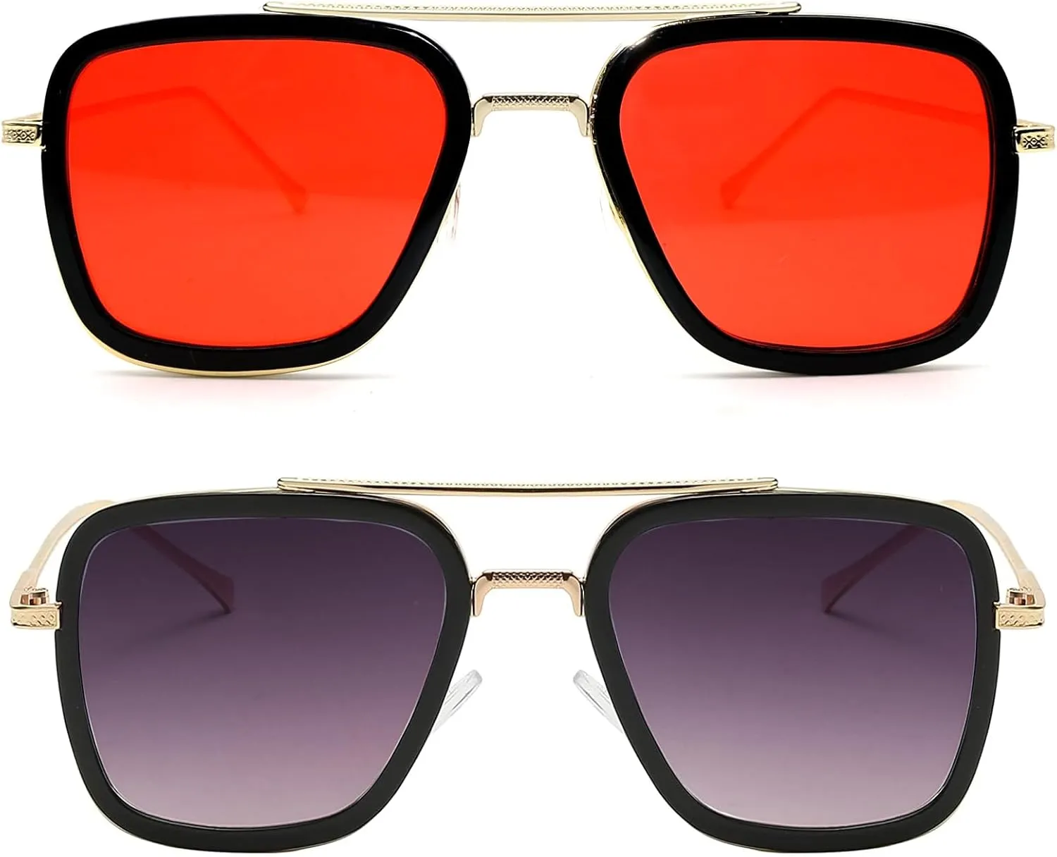 Sehnsucht Tony Stark Sunglasses Iron Man UV Protection Square Metal Spider Man Downey Pilot Sun Glasses