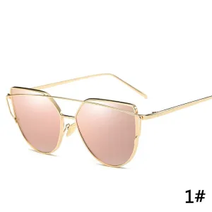 Sexy New Cat Eye Sunglasses 2017 Woman 7 Color Metal Oversized Eye Cat Sunglasses Women Brand Uv400 Mirror Lentes