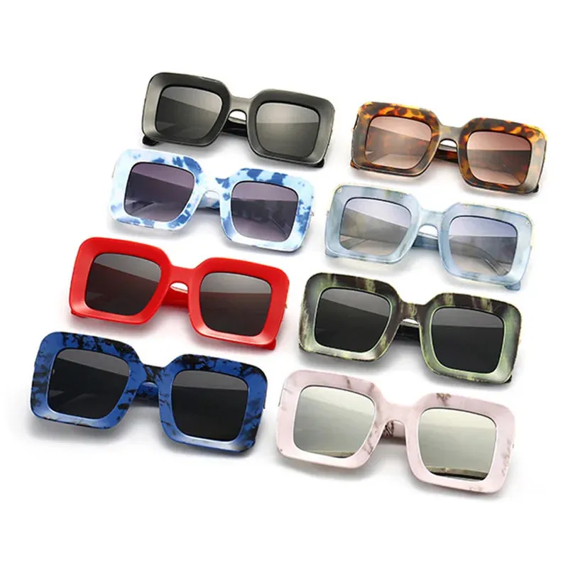 SHAUNA Retro Square Luxury Sunglasses