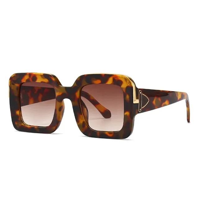 SHAUNA Retro Square Luxury Sunglasses