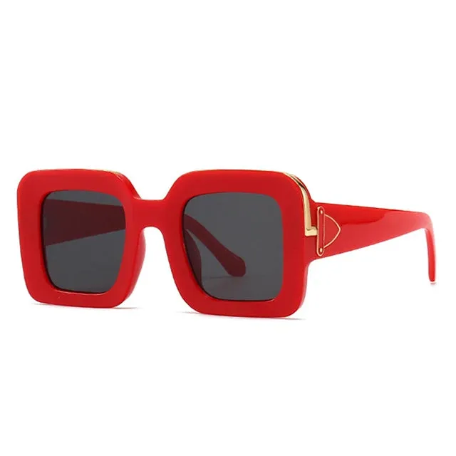 SHAUNA Retro Square Luxury Sunglasses