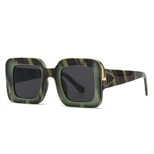 SHAUNA Retro Square Luxury Sunglasses