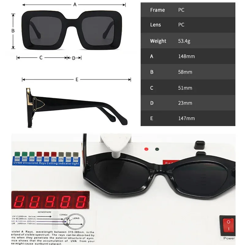 SHAUNA Retro Square Luxury Sunglasses