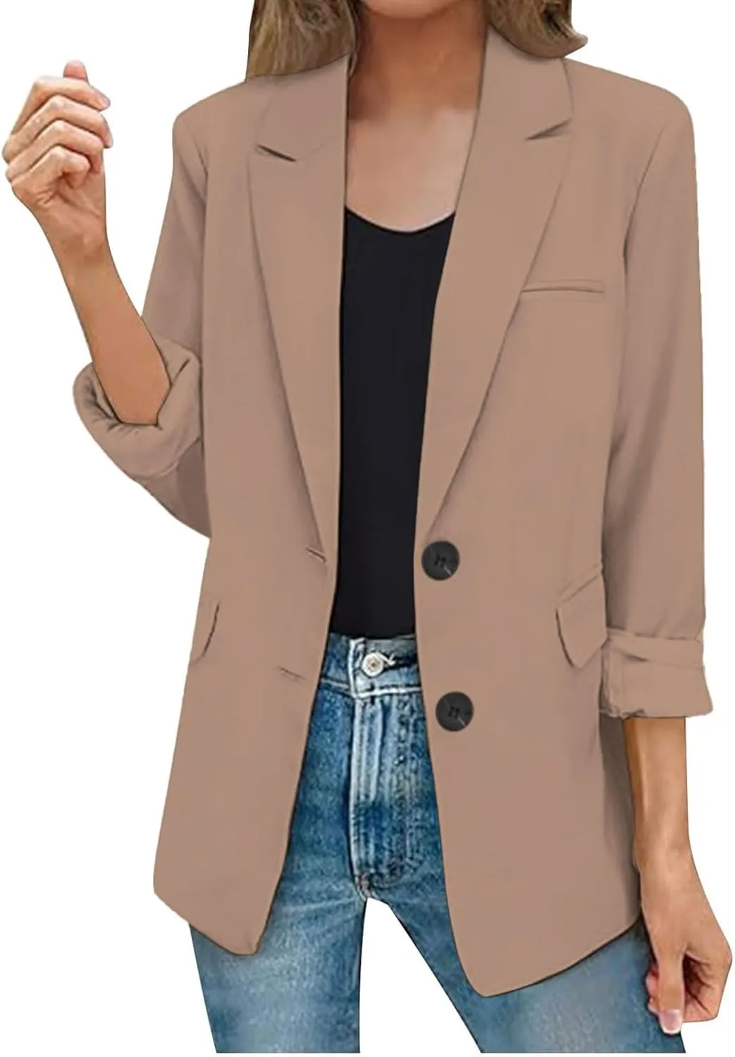 sherpa jacket Womens Casual Jacket Pockets Long Sleeve Front Button Work Lapel Button Jacket