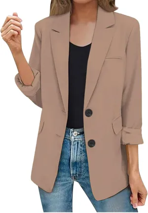 sherpa jacket Womens Casual Jacket Pockets Long Sleeve Front Button Work Lapel Button Jacket