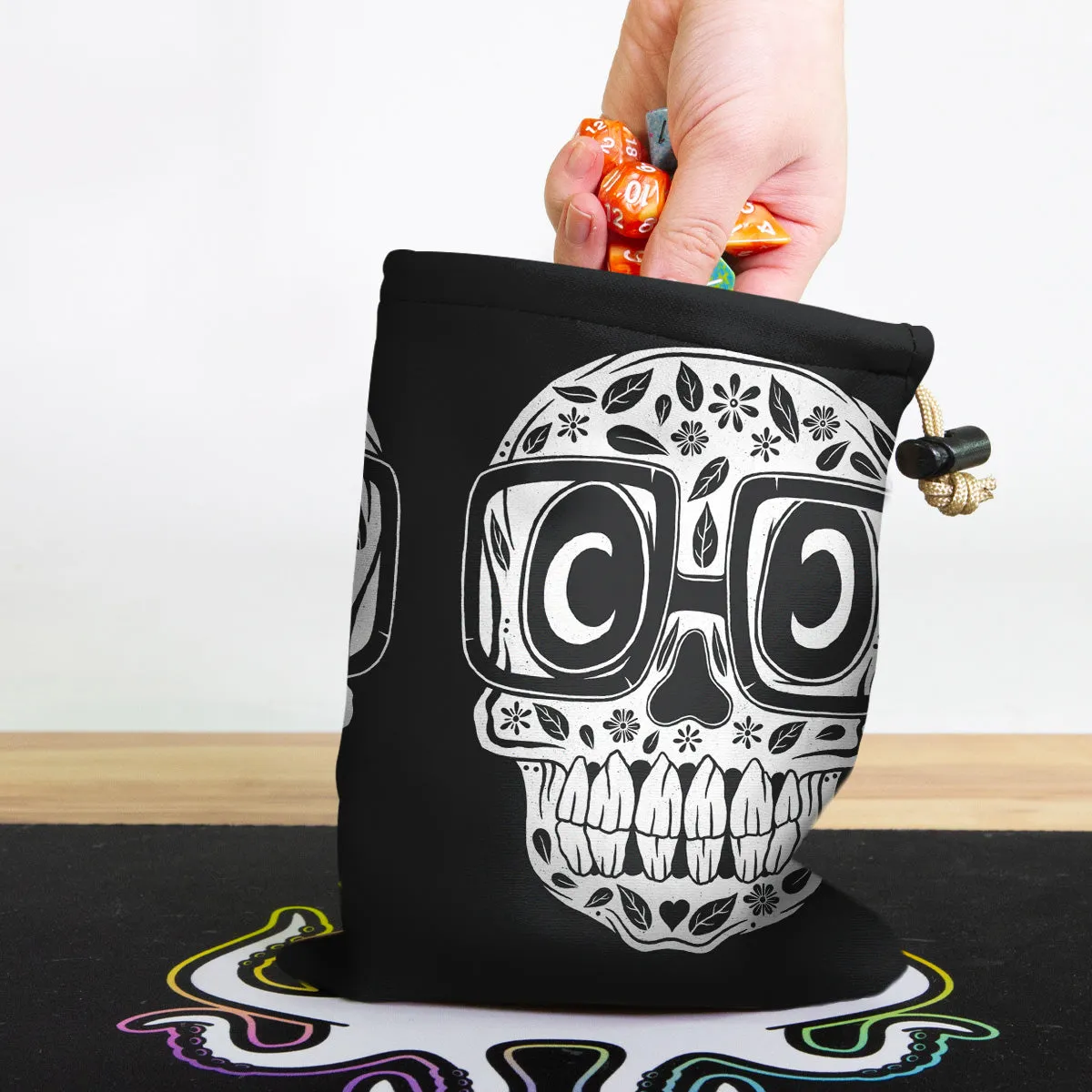 Skull Eyeglasses Dice Bag