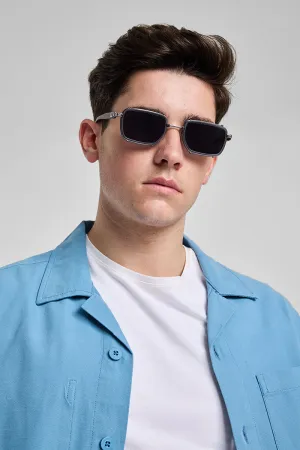 Sleek Rectangle Grey Sunglasses
