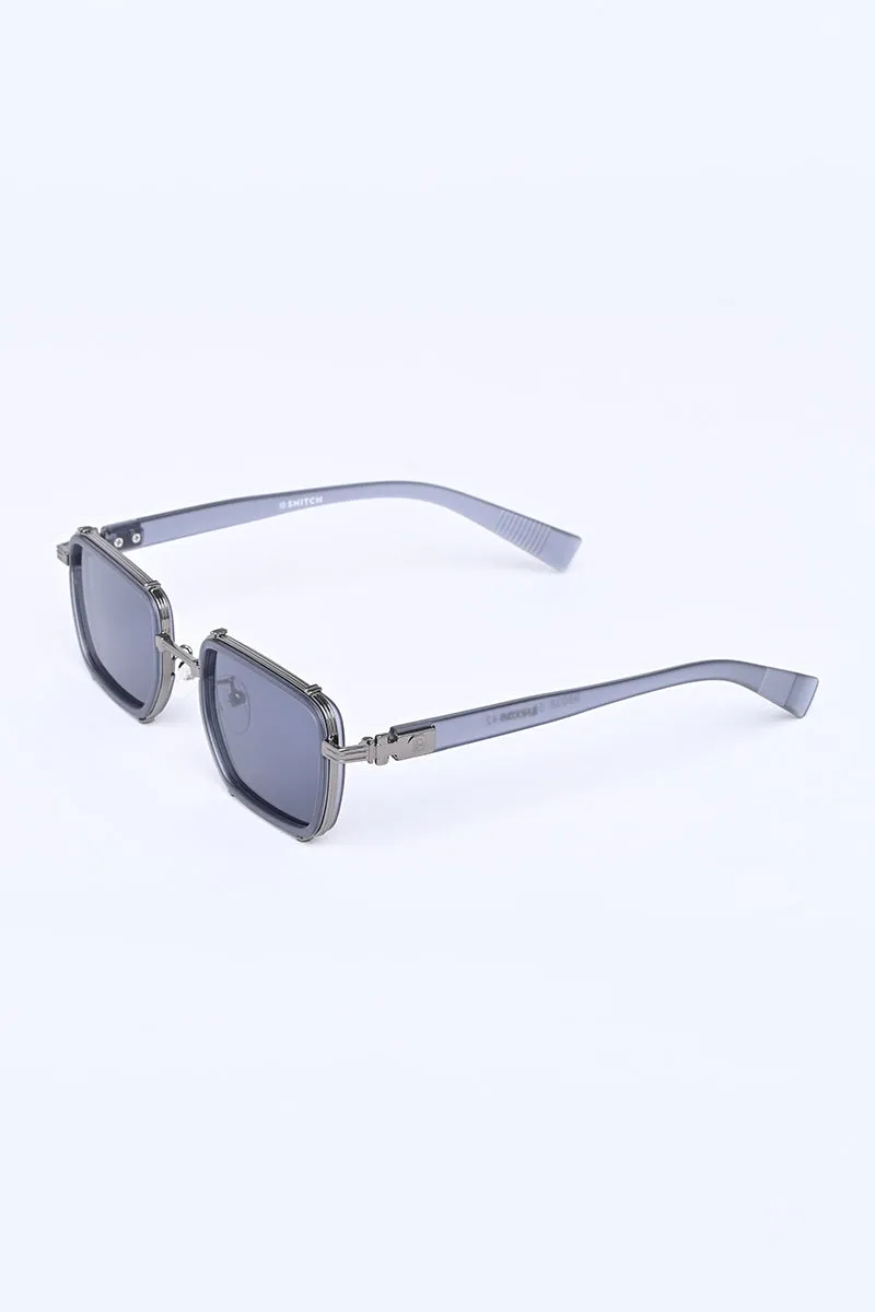 Sleek Rectangle Grey Sunglasses