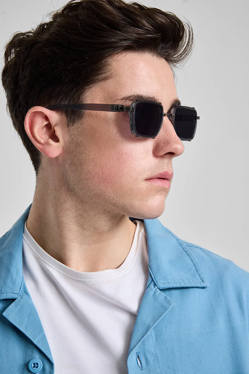 Sleek Rectangle Grey Sunglasses