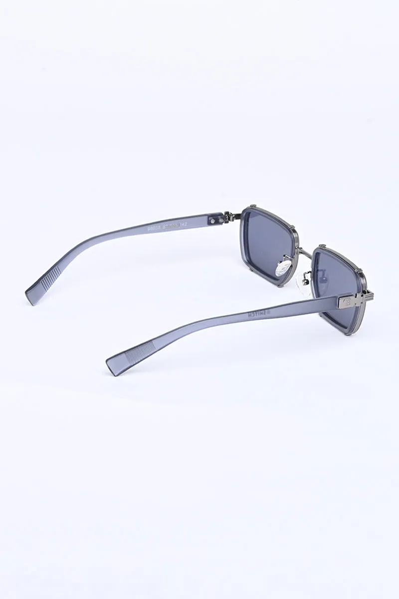 Sleek Rectangle Grey Sunglasses