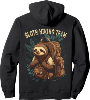 Sloth Hiking Team Sloth with Backpack Trekking Outdoor Pullover Hoodie
