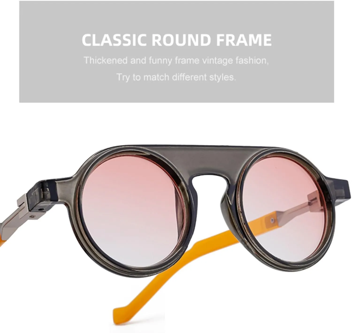 Small Frame Round Punk Sunglasses for Men Women Luxury Vintage Uv400