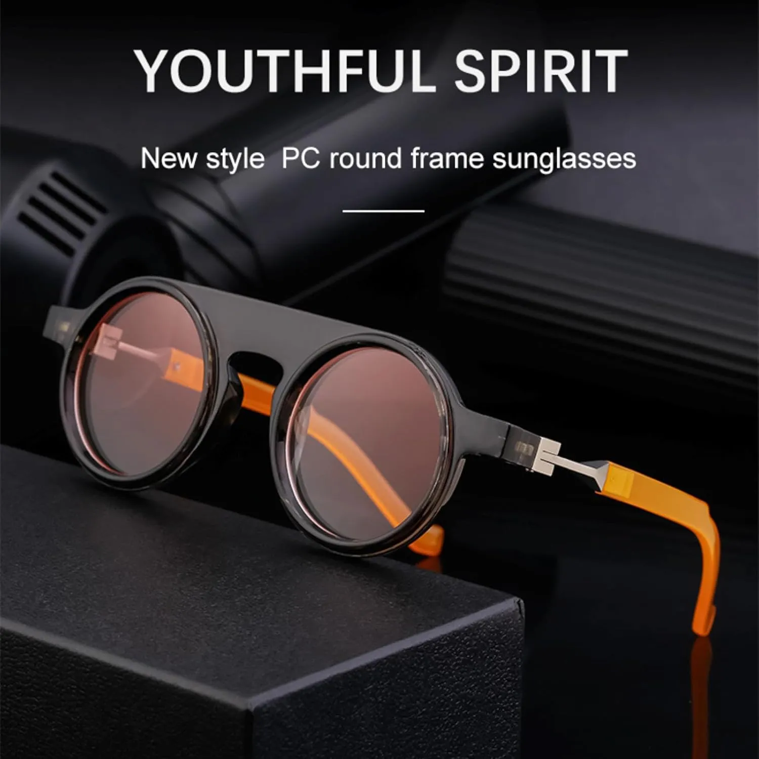 Small Frame Round Punk Sunglasses for Men Women Luxury Vintage Uv400