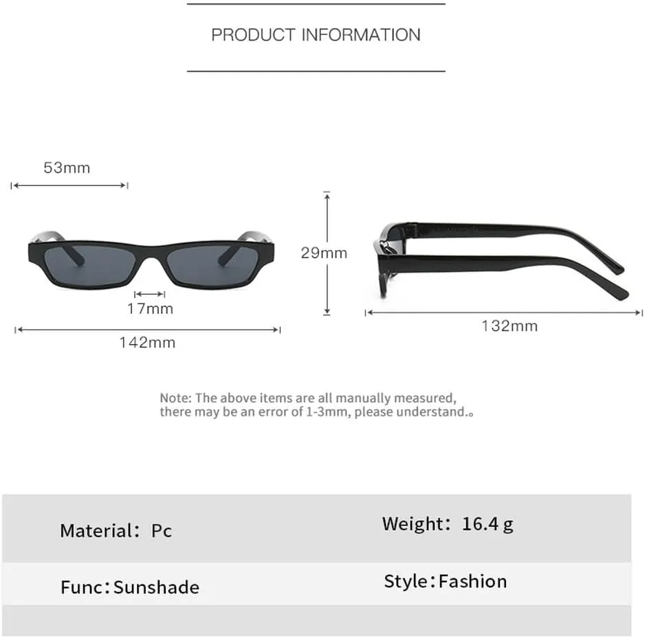 Small Narrow Rectangle Sunglasses Women Fashion Narrow Frame Vintage Sun Glasses Men Shades Retro UV400