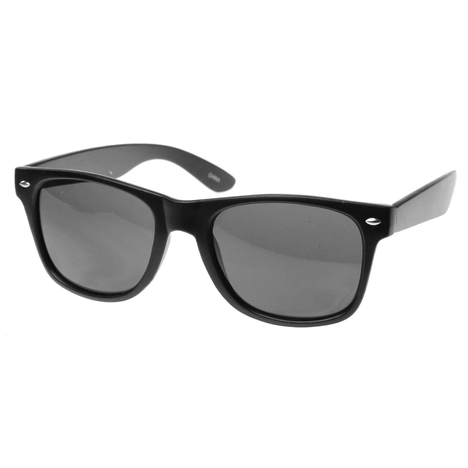 Soft Rubber Matte Black Horned Rim Sunglasses
