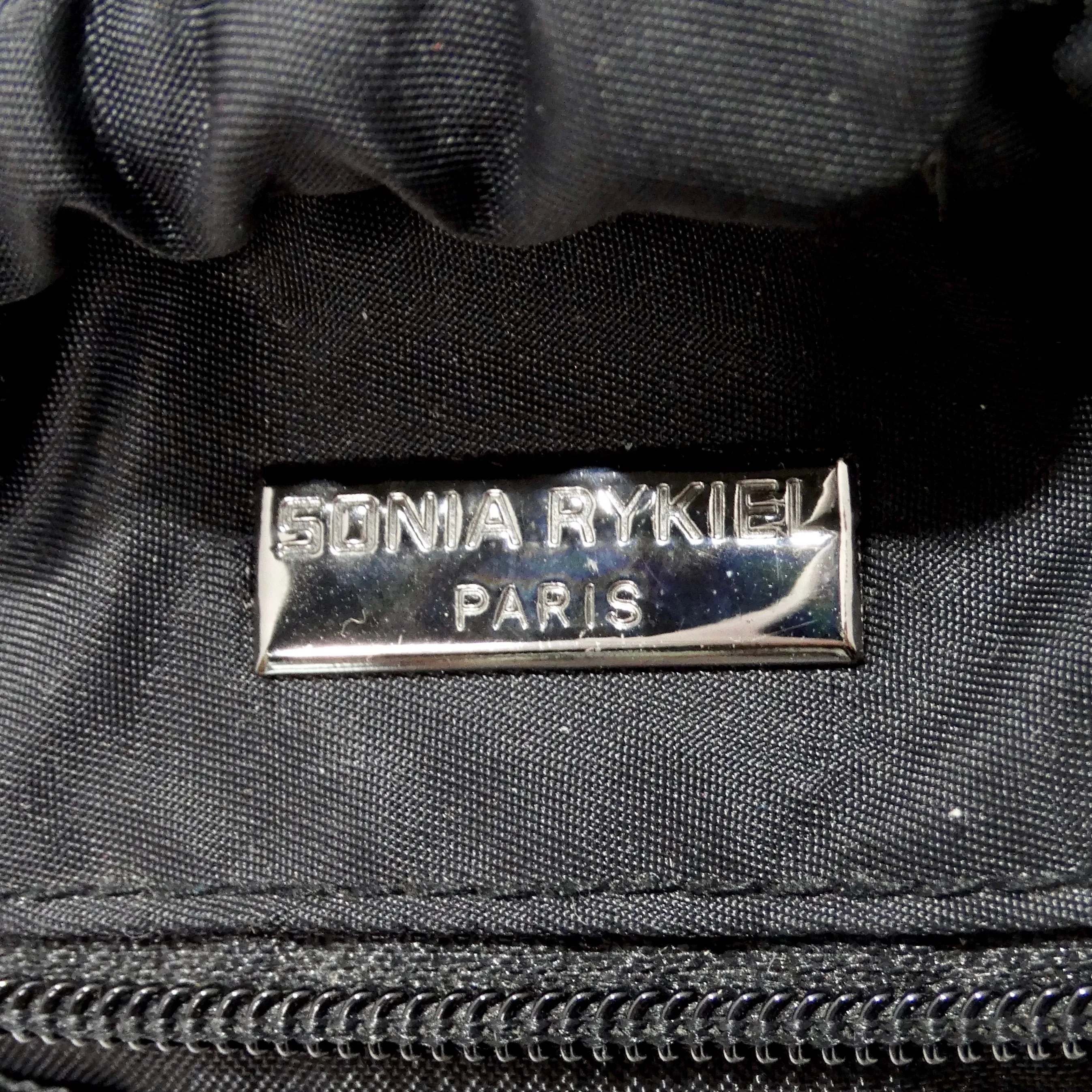 Sonia Rykiel 1980s Black Nylon Drawstring Bag