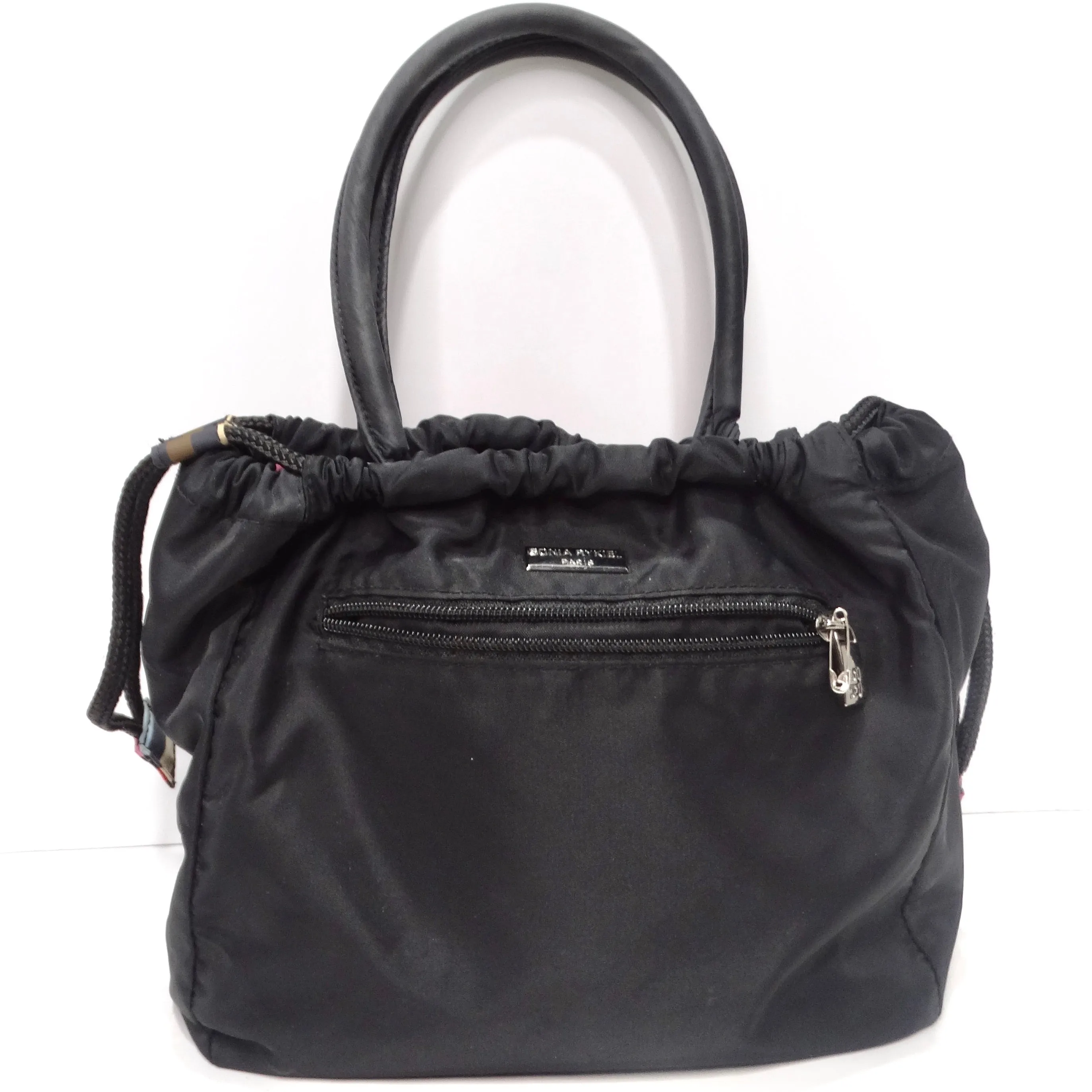 Sonia Rykiel 1980s Black Nylon Drawstring Bag