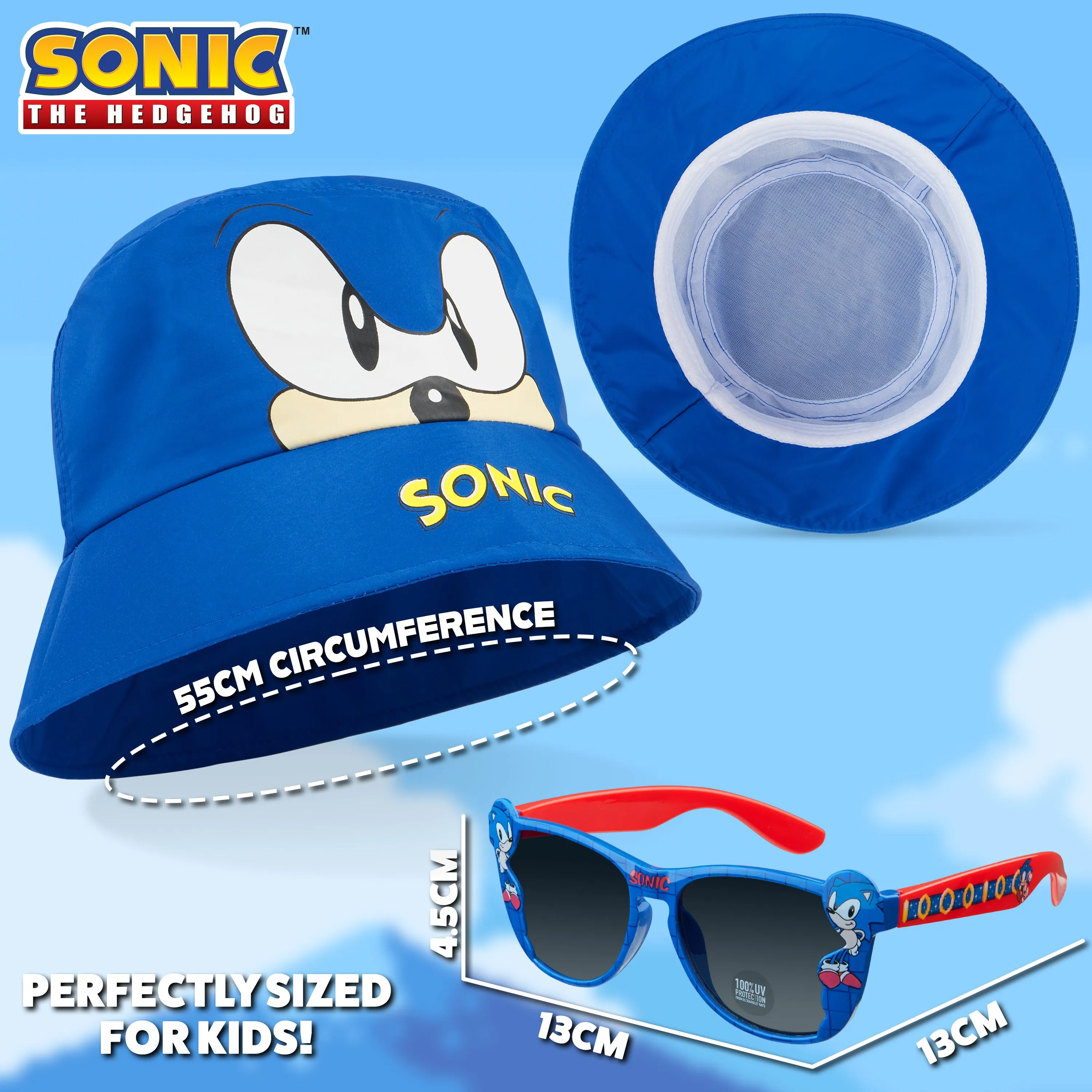 Sonic The Hedgehog Bucket Hat and Kids Sunglasses