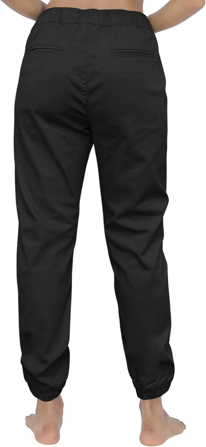 Southpole Women's Casual Comfy Twill Jogger Pants, Stretchable