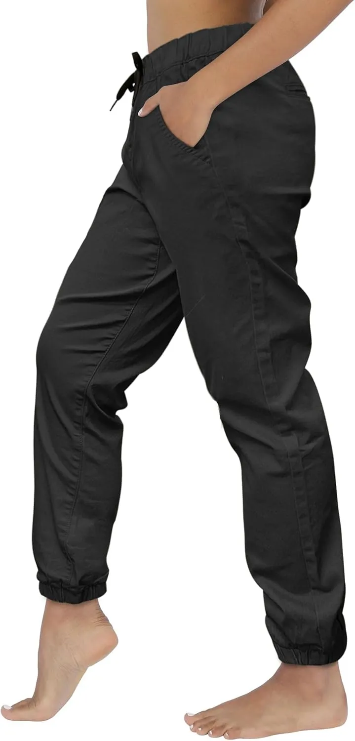 Southpole Women's Casual Comfy Twill Jogger Pants, Stretchable
