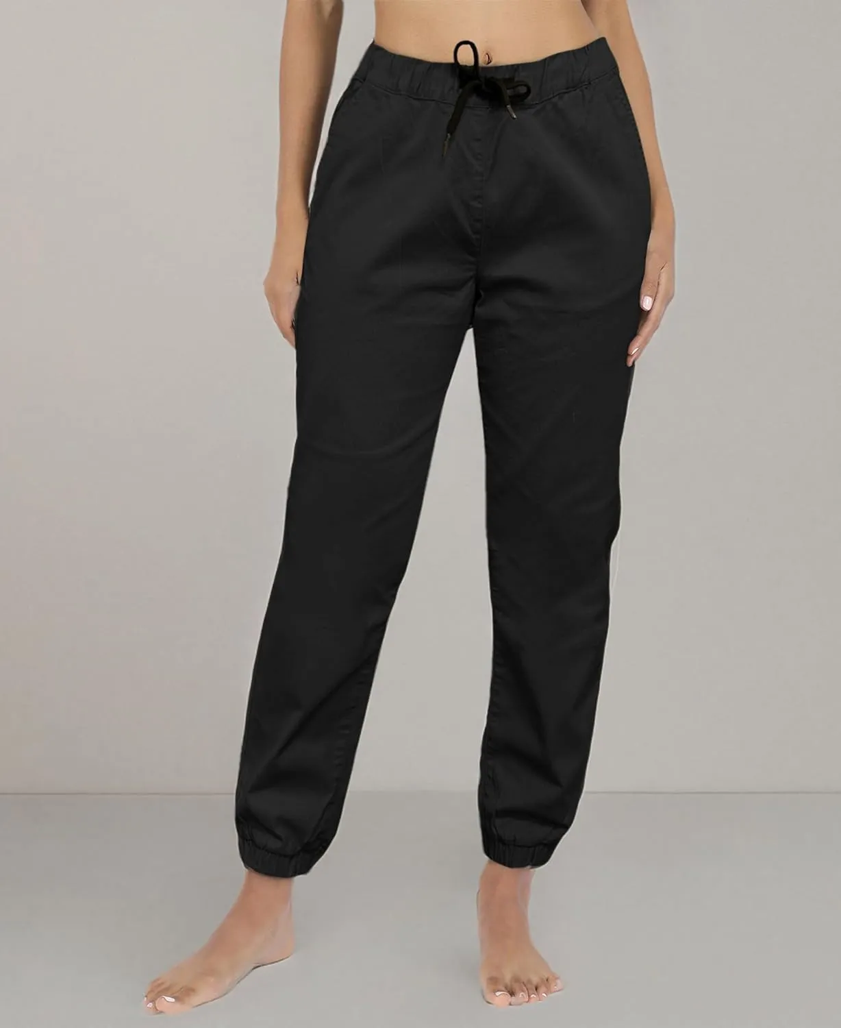 Southpole Women's Casual Comfy Twill Jogger Pants, Stretchable