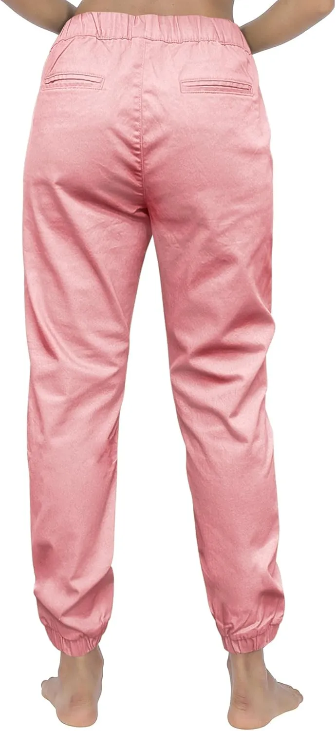 Southpole Women's Casual Comfy Twill Jogger Pants, Stretchable