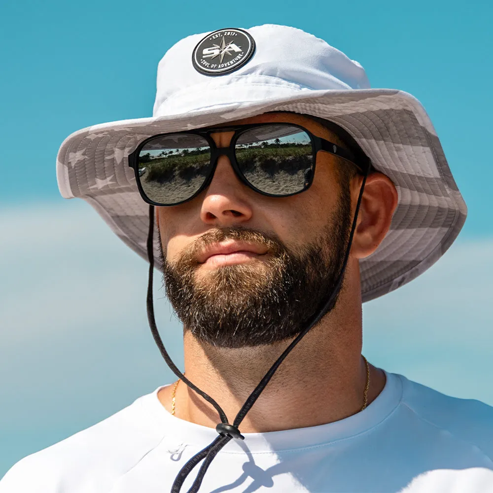 Sport Aviator Sunglasses | Matte Black | Silver Mirror