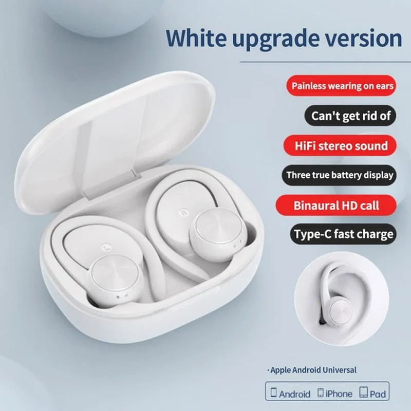 Sports TWS Bluetooth HiFi Stereo Music, Waterproof, Gaming Ear Hook Earbuds
