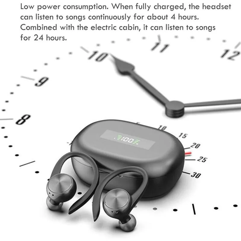 Sports TWS Bluetooth HiFi Stereo Music, Waterproof, Gaming Ear Hook Earbuds