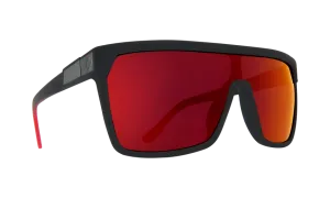 SPY Flynn Soft Matte Black Red Fade - Happy Grey Green With Red Light Spectra Mirror Sunglasses