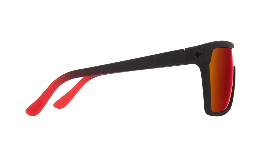 SPY Flynn Soft Matte Black Red Fade - Happy Grey Green With Red Light Spectra Mirror Sunglasses