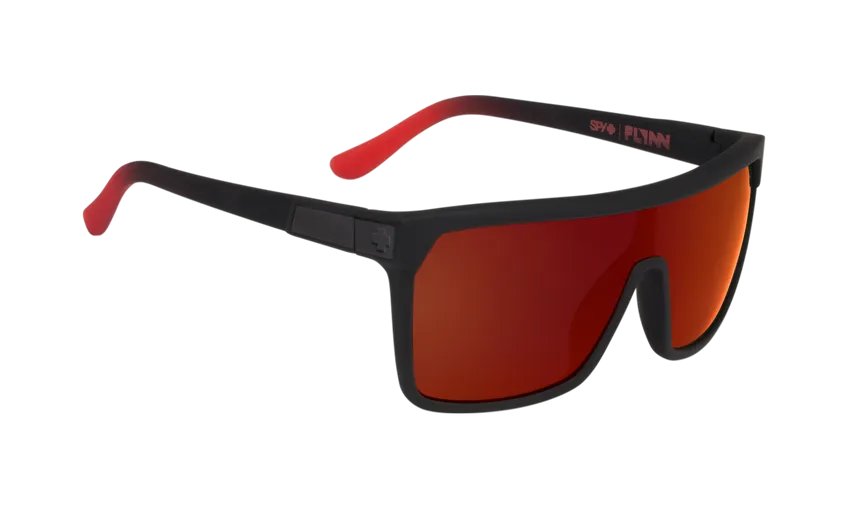 SPY Flynn Soft Matte Black Red Fade - Happy Grey Green With Red Light Spectra Mirror Sunglasses