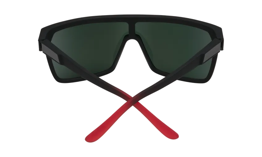 SPY Flynn Soft Matte Black Red Fade - Happy Grey Green With Red Light Spectra Mirror Sunglasses