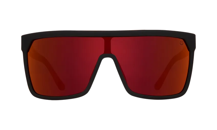 SPY Flynn Soft Matte Black Red Fade - Happy Grey Green With Red Light Spectra Mirror Sunglasses