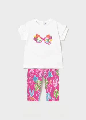 SS25 Mayoral Toddler Girls Fuchsia Leggings Set