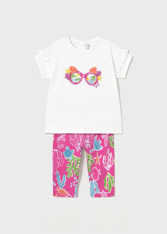 SS25 Mayoral Toddler Girls Fuchsia Leggings Set