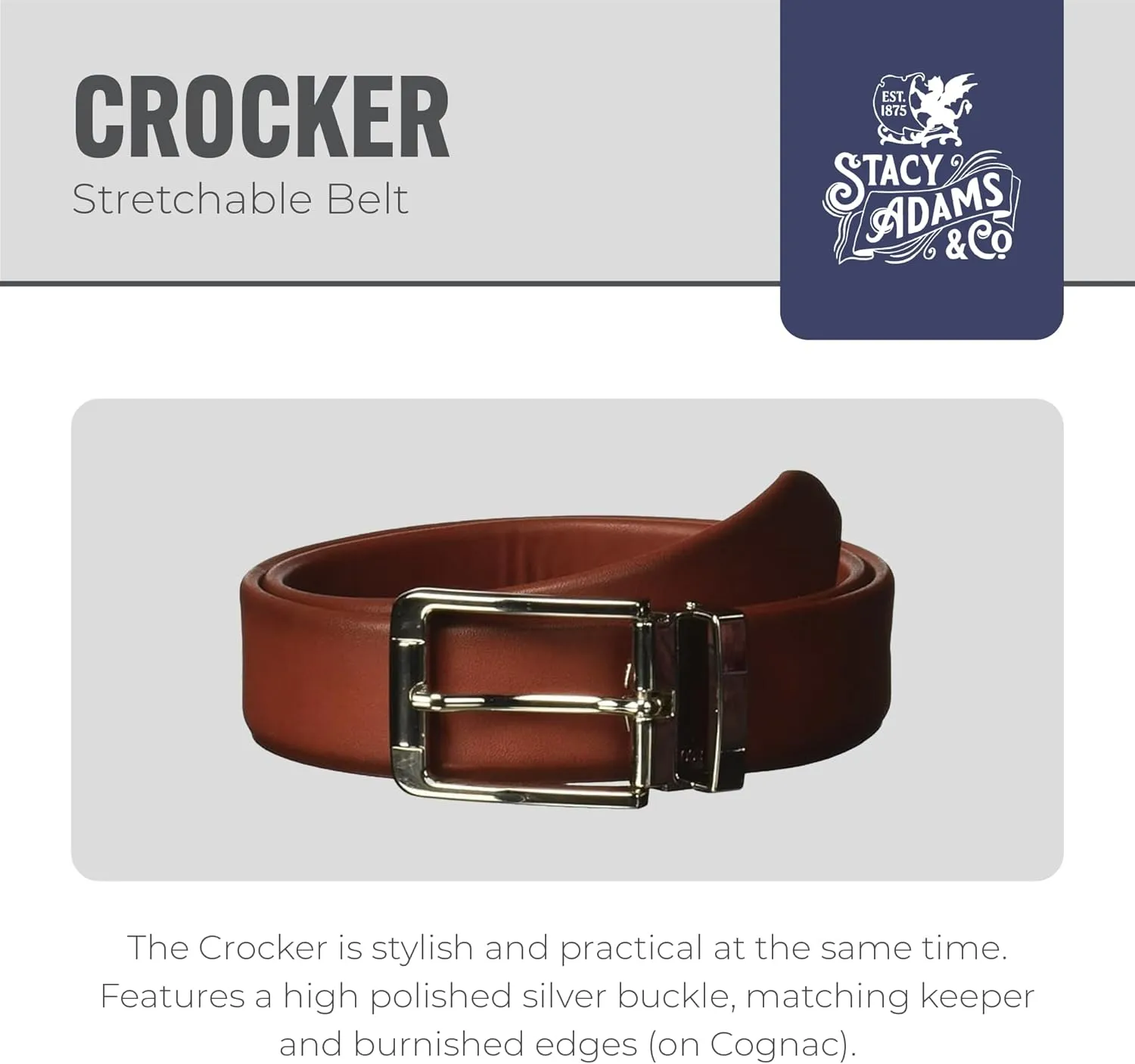 STACY ADAMS Men's Crocker Stretchable Belt