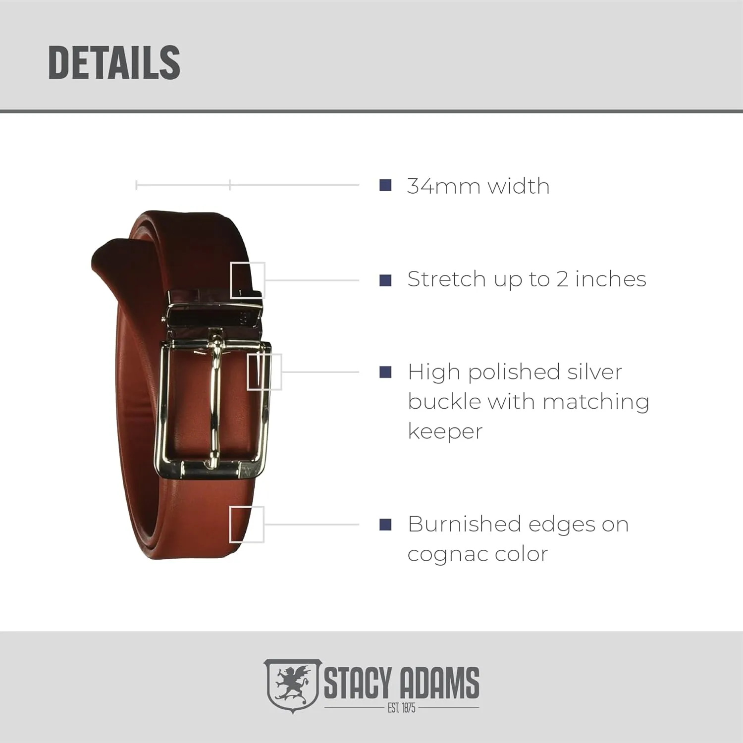 STACY ADAMS Men's Crocker Stretchable Belt