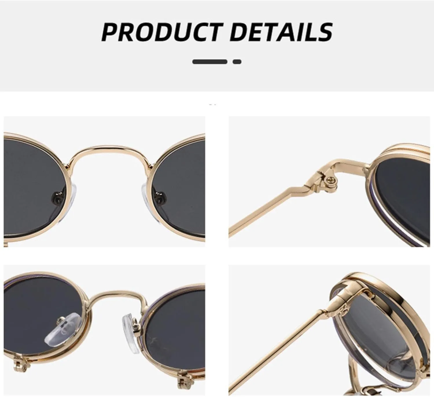 Steampunk Men Small Metal Frame Punk Round Sunglasses for Women Retro Uv400