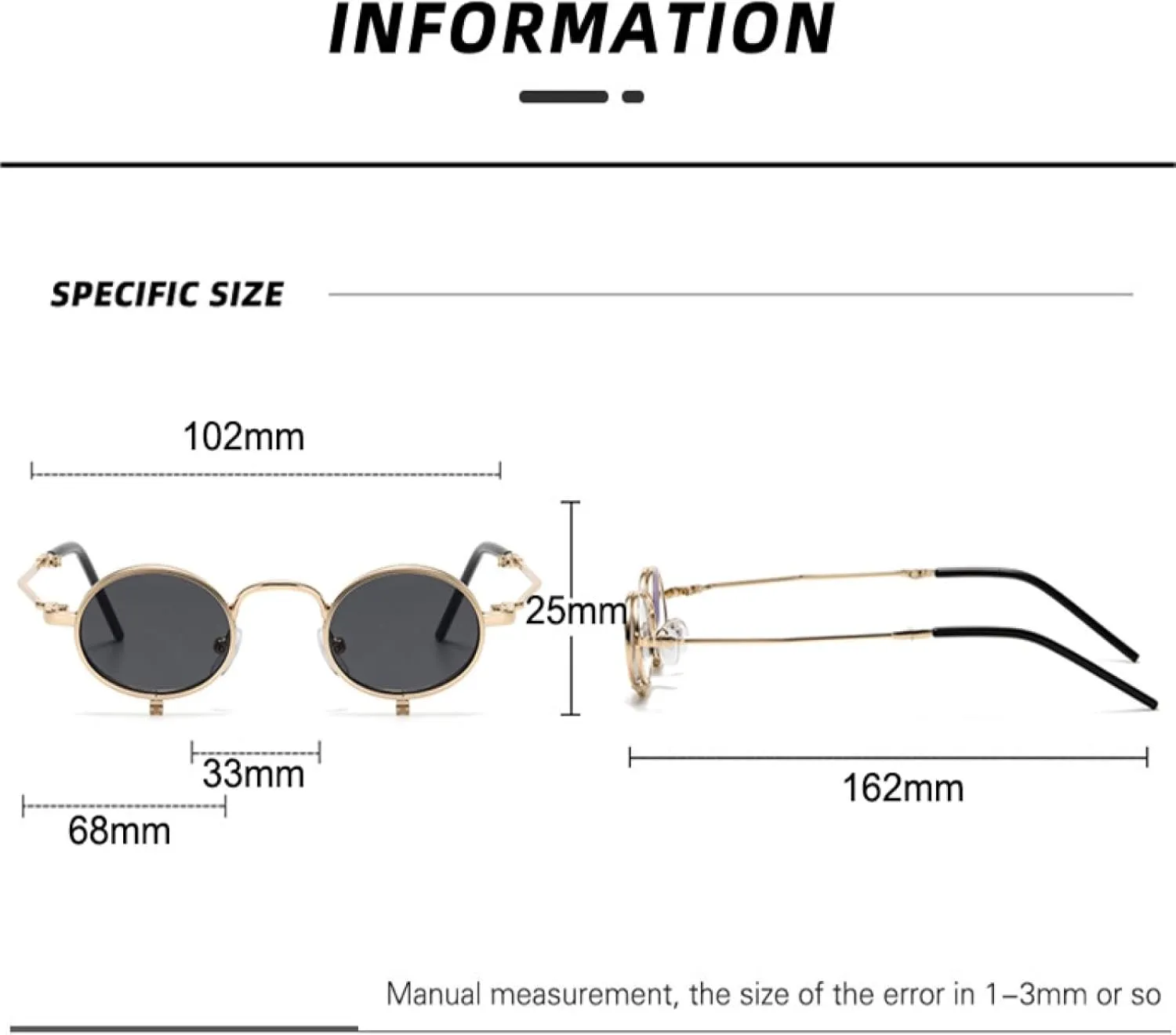 Steampunk Men Small Metal Frame Punk Round Sunglasses for Women Retro Uv400