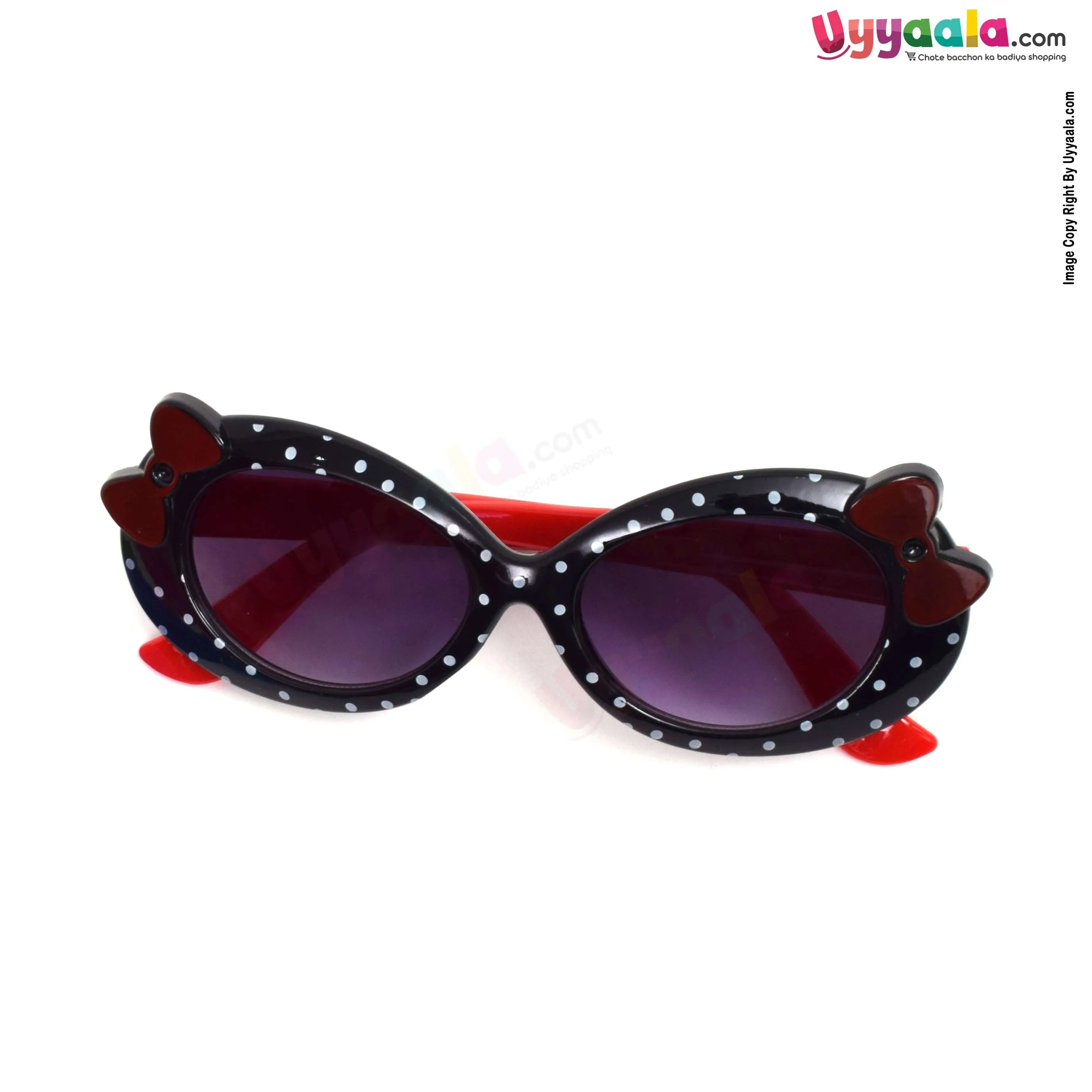 Stylish cat eye shaped tinted sunglasses for kids - black & red, 1 - 10 years