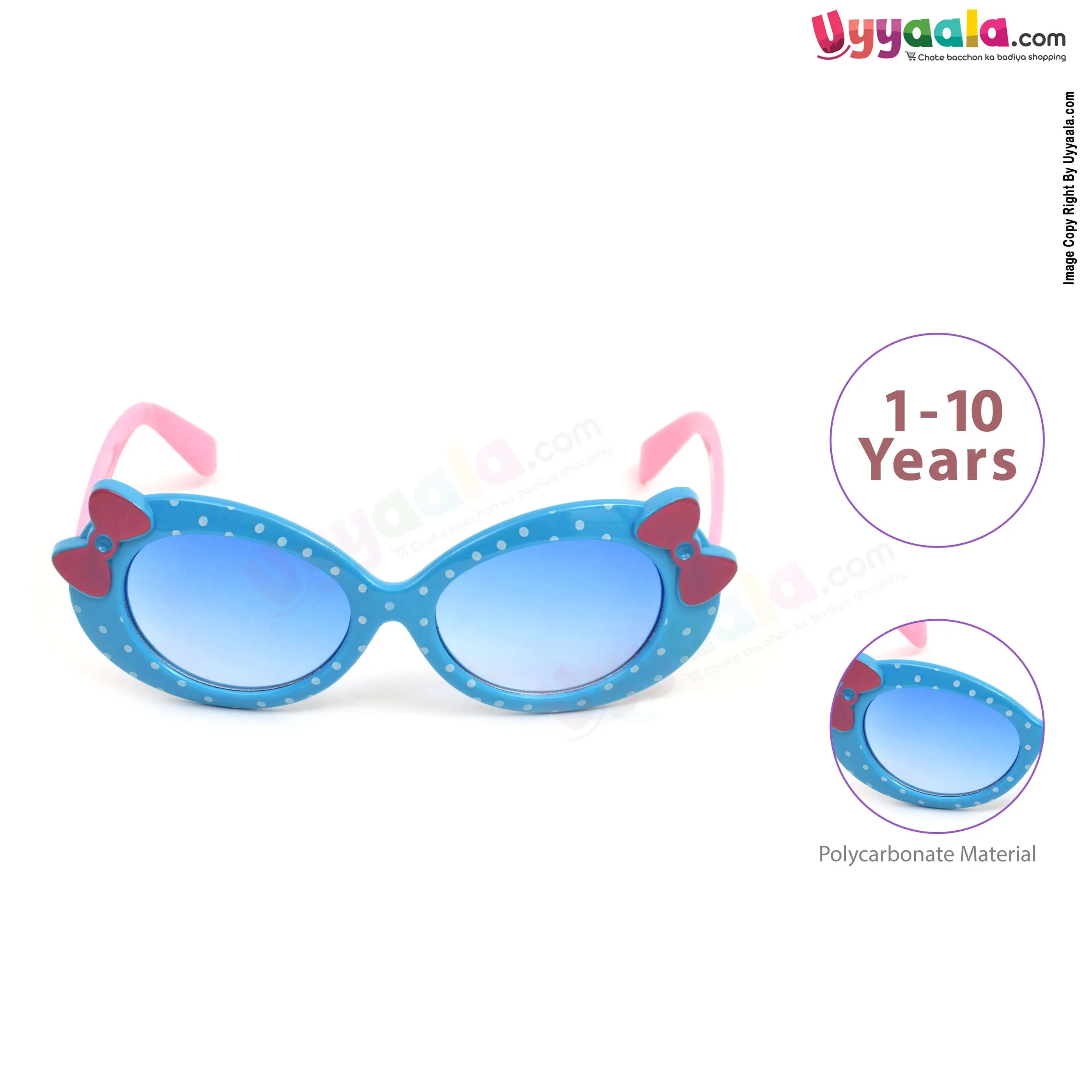 Stylish cat eye shaped tinted sunglasses for kids - sky blue & pink, 1 - 10 years