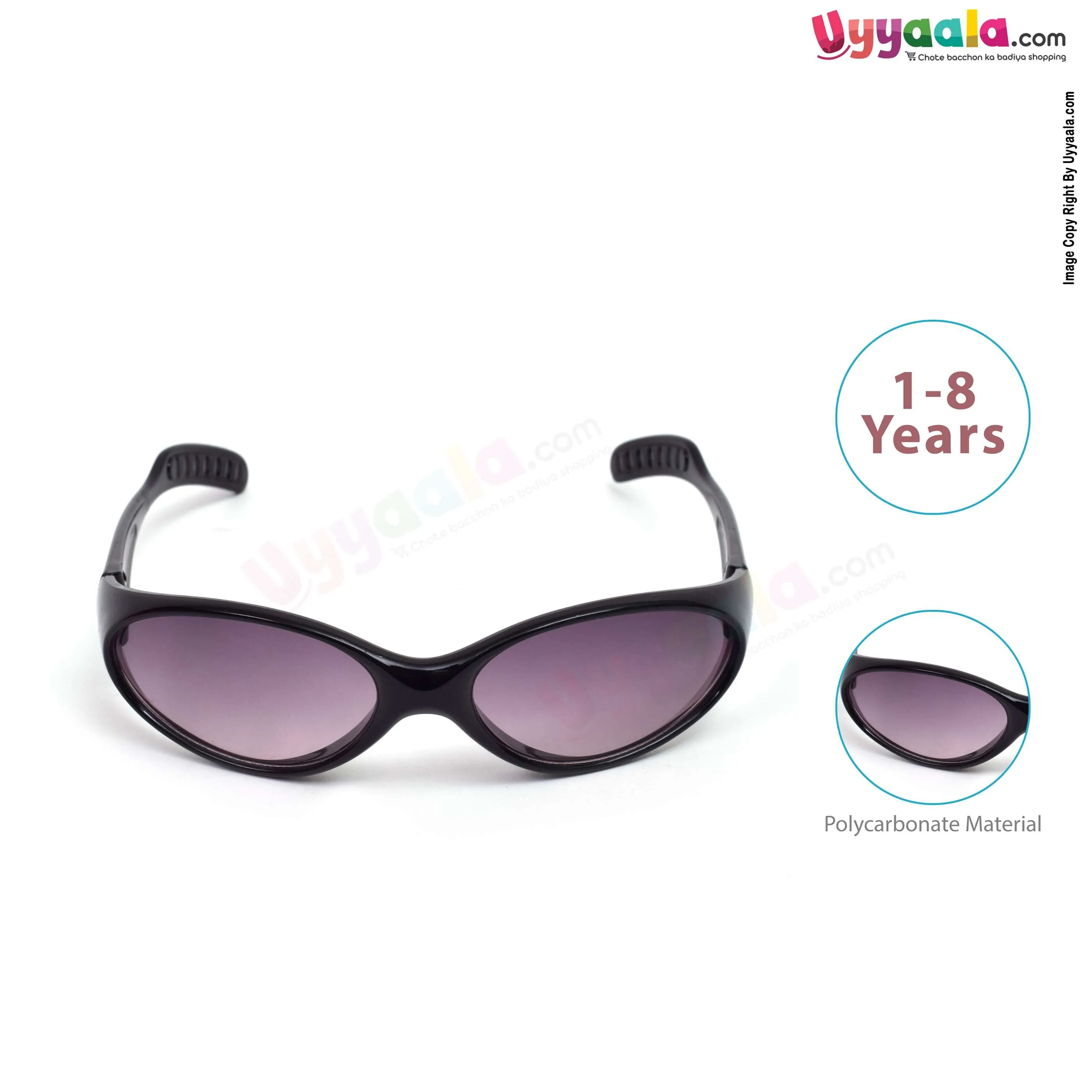 Stylish cat-eye sports sunglasses for kids - black, 1 - 8 years