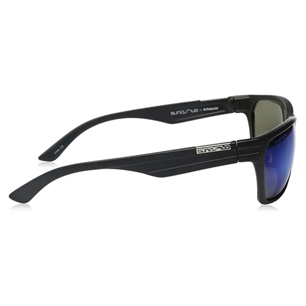 Suncloud Men's Matte Black Frame Blue Mirror Lens Cutout Polarized Sunglasses - S-CTPPUMMB