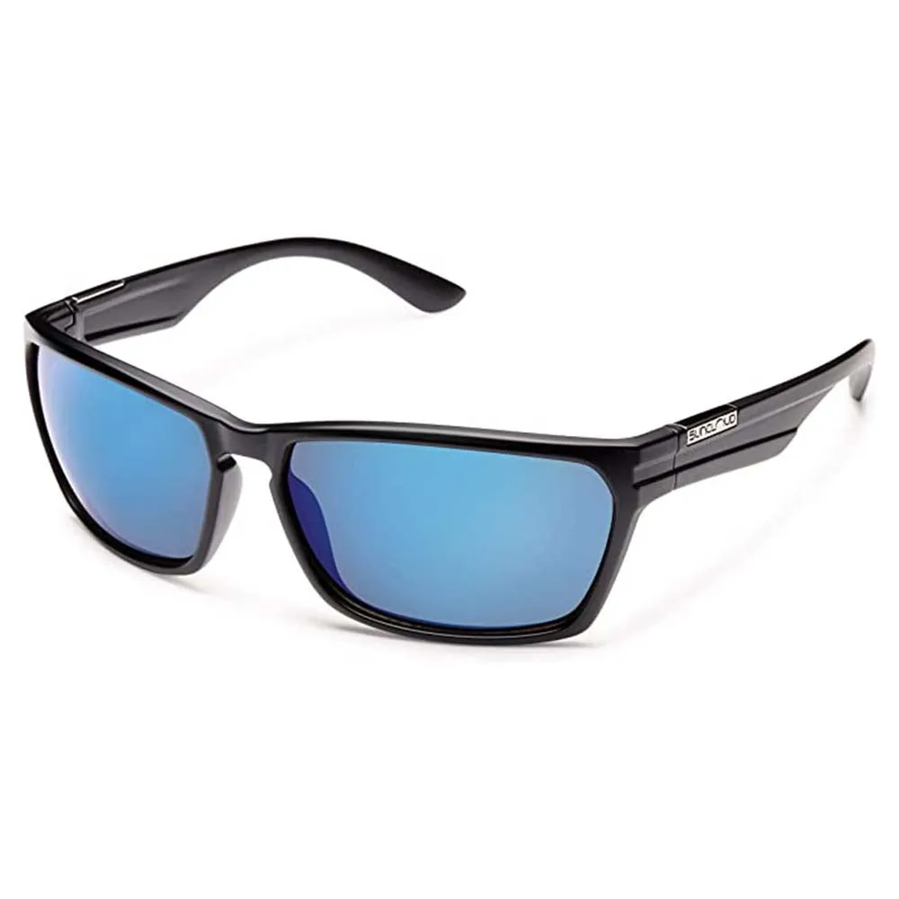 Suncloud Men's Matte Black Frame Blue Mirror Lens Cutout Polarized Sunglasses - S-CTPPUMMB